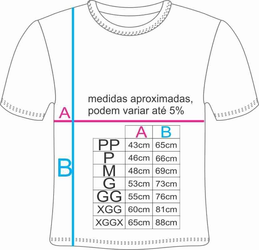 Tamanhos das camisetas